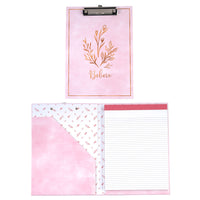 Pad Folio With Metal Clip And 70Sht Legal Pad, Believe Floral, 12.5X9"