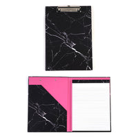 Pad Folio With Metal Clip And 70Sht Legal Pad, Black Marble, 12.5X9"