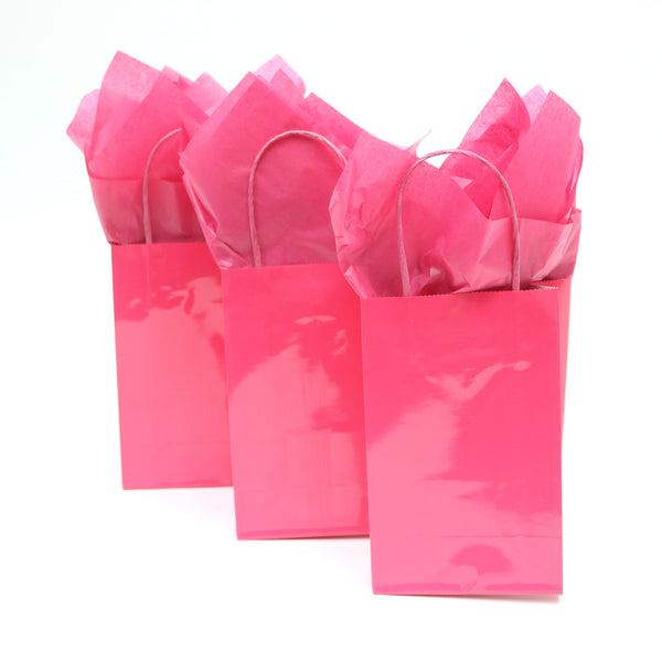 Narrow Medium Hot Pink Gift Bag