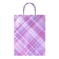 Medium Printed Savvy Pink Plaid Gift Bag