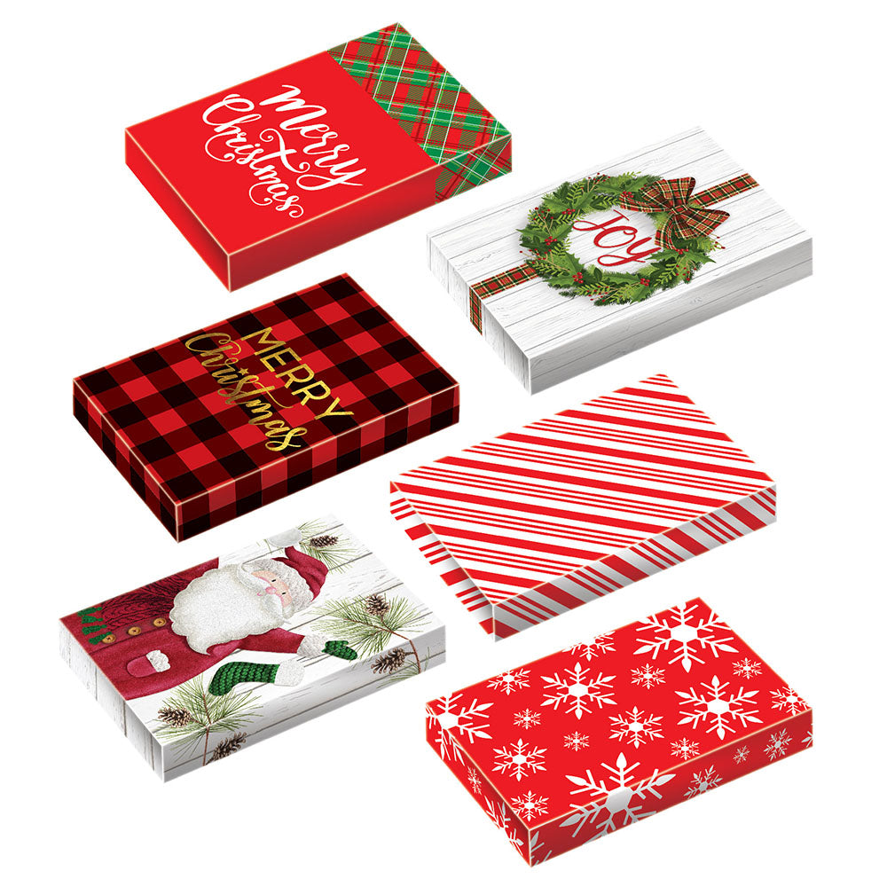 2Pk Large Christmas Whimsical Foldable Gift Boxes 17 X 11 X 2.5, 6  Designs