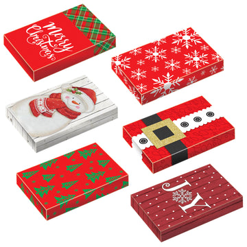 3Pk Medium Christmas Whimsical Foldable Gift Box, 14.75" X 9.5" X 2", 6 Designs