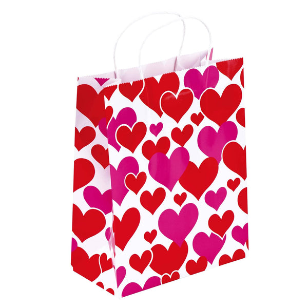 Valentine-Euro-Medium  Occasion_Color Savvy, Occasion_Solid Color Hearts Printed Gift Bag, 2 Designs