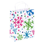 Euro-Medium Color Savvy Snowflakes Printed Gift Bag, 2 Designs
