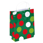 Euro-Medium Color Savvy Christmas Dots Printed Gift Bag, 2 Designs