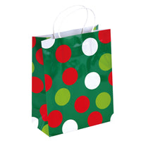 Euro-Medium Color Savvy Christmas Dots Printed Gift Bag, 2 Designs