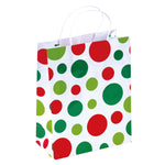 Euro-Medium Color Savvy Christmas Dots Printed Gift Bag, 2 Designs