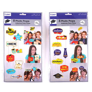 8Ct Graduation Photo Props With Hot Stamping, 2 Assortments