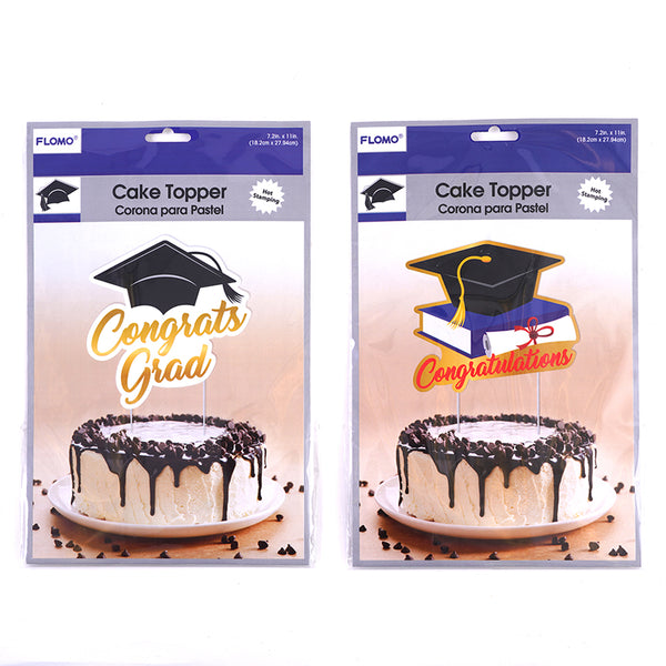 11" Graduation Cake Topper With Hot Stamping, 2 Assortments