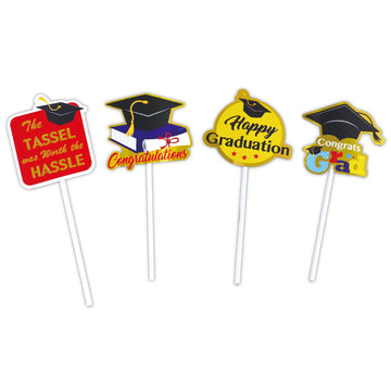 12Ct Graduation Food Picks With Hot Stamping, 2 Assortments