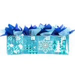Christmas-Large Blue-Gold Holiday Glitter Bag, 4 Designs