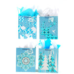 Christmas-Large Blue-Gold Holiday Glitter Bag, 4 Designs