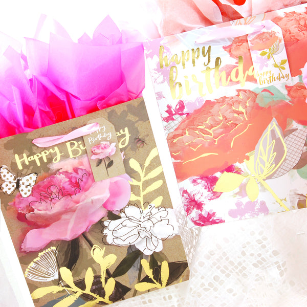 Extra Large Big Flower Birthday Bag Hot Stamp , Matte, 4 Designs