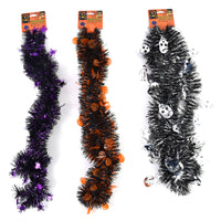 9Ft Halloween Tinsel Garland 3-Ply, 3 Assortments