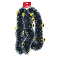 Christmas-6.9Ft White Tip Tinsel Garland With Ornaments, 3 Colors