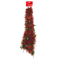 Christmas-7Ft Tinsel Garland With 3.75" Tree Cutouts, 2 Assortments