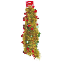 8Ft Christmas Tinsel Garland With Circle Die Cut, 2 Assortments