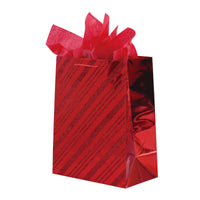 Large Peppermint Stripe Holiday Glitter On Metallic Bag, 4 Designs