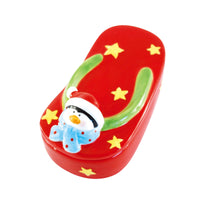 Christmas-4" X 2.25" X 1.8"H Flip Flop Decorated Jewelry Box, 3 Designs