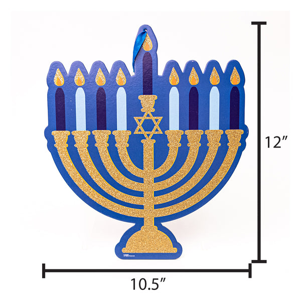 12"X10.5" Hanukkah Hanging Plaques With Glitter, 2 Designs