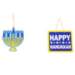 12"X10.5" Hanukkah Hanging Plaques With Glitter, 2 Designs