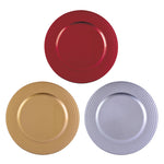 13" Round Charger  Plate, 3 Colors GOLD, SILVER, RED