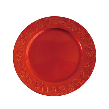 13" Thanksgiving Embossed Leaves Charger Plate, 2 Colors