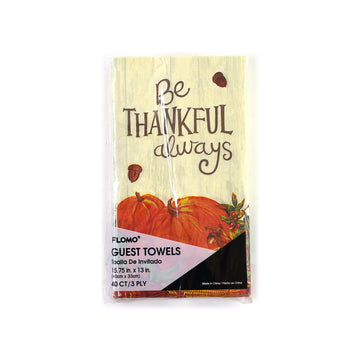 40Ct Thanksgiving 'Be Thankful Always' Paper Guest Towels 15.75"H X 13"W