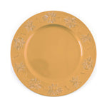 13" Christmas Embossed Assorted Holly Designs With Ribbon Charger Plate, 2 Colors