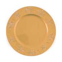 13" Christmas Embossed Assorted Holly Designs With Ribbon Charger Plate, 2 Colors