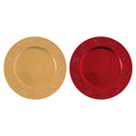 13" Christmas Embossed Assorted Holly Designs With Ribbon Charger Plate, 2 Colors