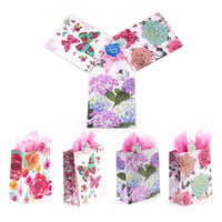 3Pk Large Floral Beauties Hot Stamp Gift Bag, 4 Designs