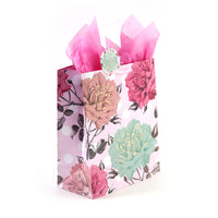 3Pk Large Floral Beauties Hot Stamp Gift Bag, 4 Designs