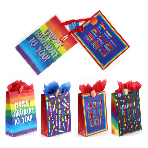 2Pk Extra Large Birthday Rainbow Love Hot Stamp Bag, 4 Designs