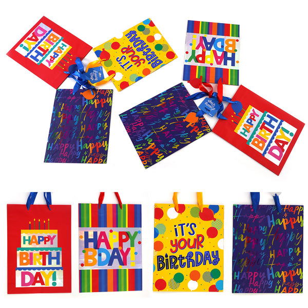 3Pk Large Birthday Bliss Hot Stamp Bag, 4 Designs