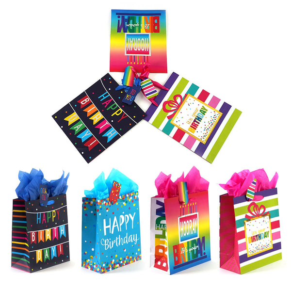 3Pk Large Birthday Cheer Hot Stamp Bag, 4 Designs