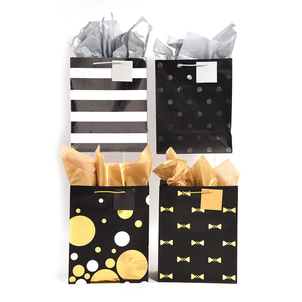 Polka Pot Gift Bag - Black/Gold