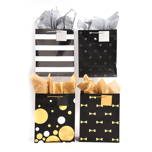 Large Dots & Stripes Party Gift Bag, Hot Stamp, 4 Designs