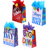 2Pk Extra Large Big Birthday Wishes Hot Stamp Bag, 4 Designs