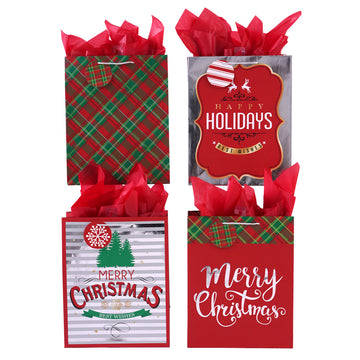 Extra Large Christmas Plaid Party Hot Stamp Bag, 4 Designs