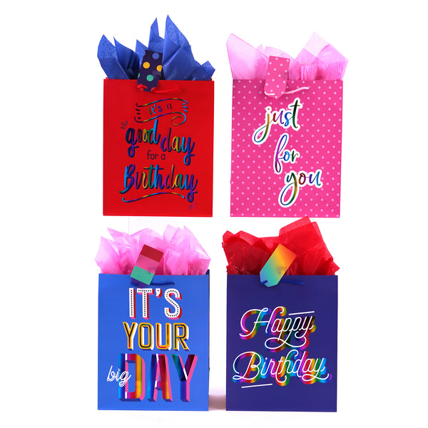 Large Good Day For A Birthday Rainbow Hot Stamp Bag, 4 Designs