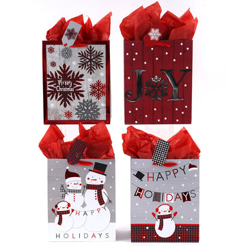 Large Joyful Holiday Friends Hot Stamp Bag, 4 Designs