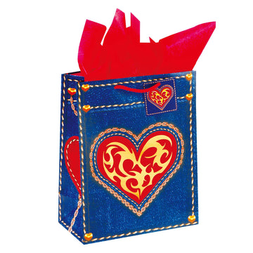 Large Denim Valentine Matte Hot Stamp Gift Bag 4 Designs