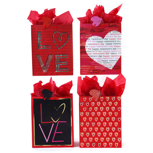 Large Valentine Hot Stamp Gift Bag, Love You Always, 4 Designs