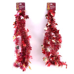 9' Thanksgiving Tinsel Garland With Maple Leaves, 2 Styles