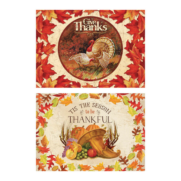 Thanksgiving-8Ct Harvest Paper Placemats 14" X 10", 2 Designs