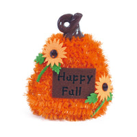 5" Harvest Tinsel Pumpkin With Felt And Gem Accents, 2 Assortments