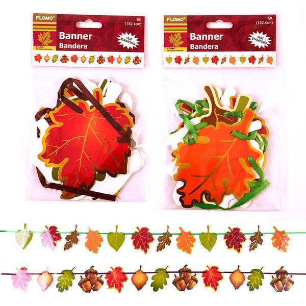Thanksgiving-5' Harvest Leaf Banner With Hot Stamping, 2 Assortments