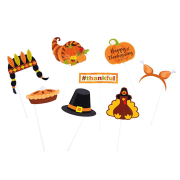 Thanksgiving-8Ct Harvest Photo Props On Plastic Sticks, 2 Assortments