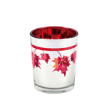 Thanksgiving-Harvest Glass Votive With Maple Leaf Cutout 2.5" X 2", 3 Assortments